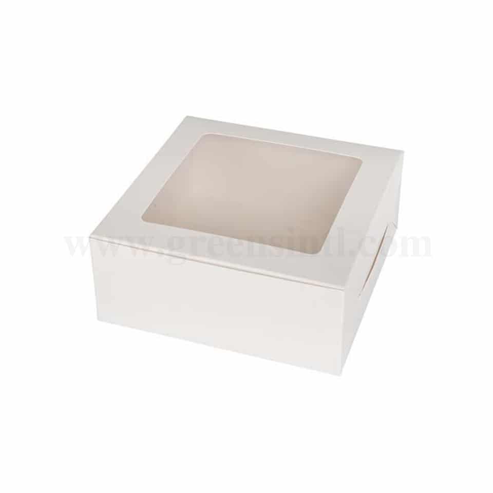 GREENS Cake Box White with Transparent Window L 16 Inch x W 12 Inch x H 5 Inch