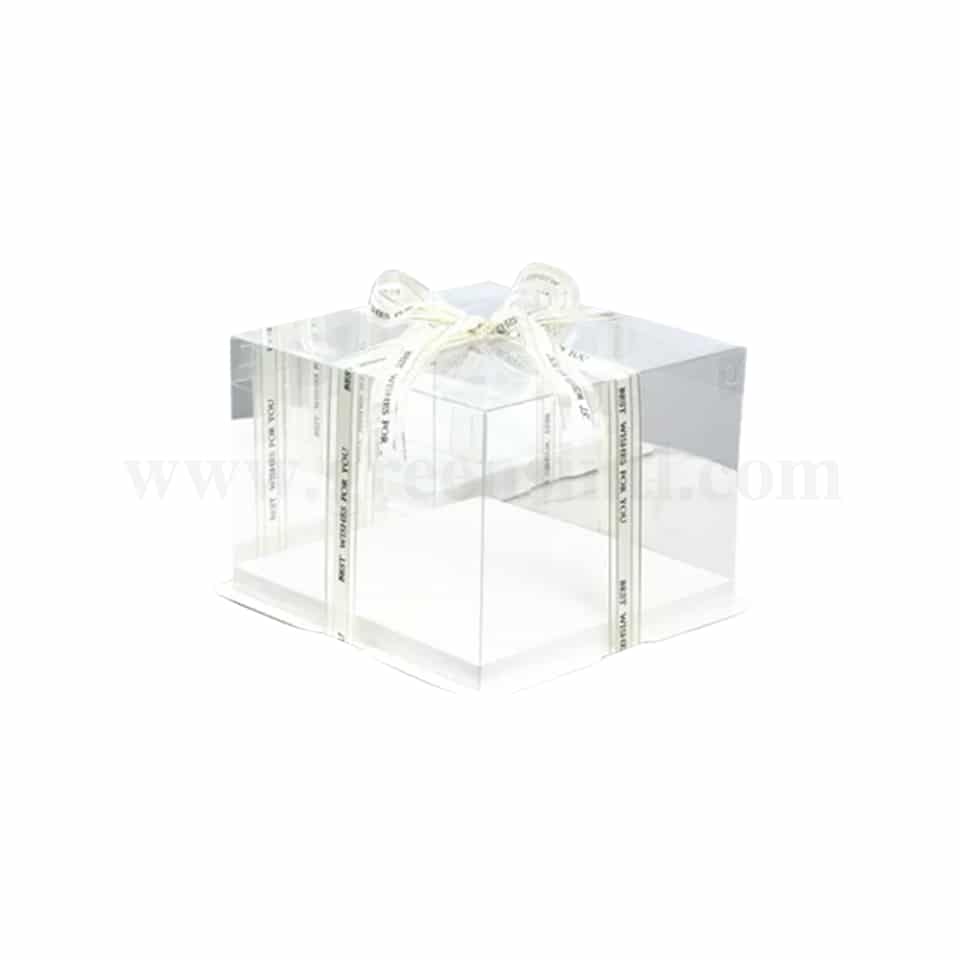 GREENS Foldable Cake Box Square Transparent L 21.5 cm x W 21.5 cm x H 24 cm