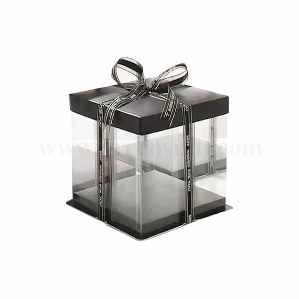 GREENS Foldable Cake Box Square Black L 26 cm x W 26 cm x H 24 cm