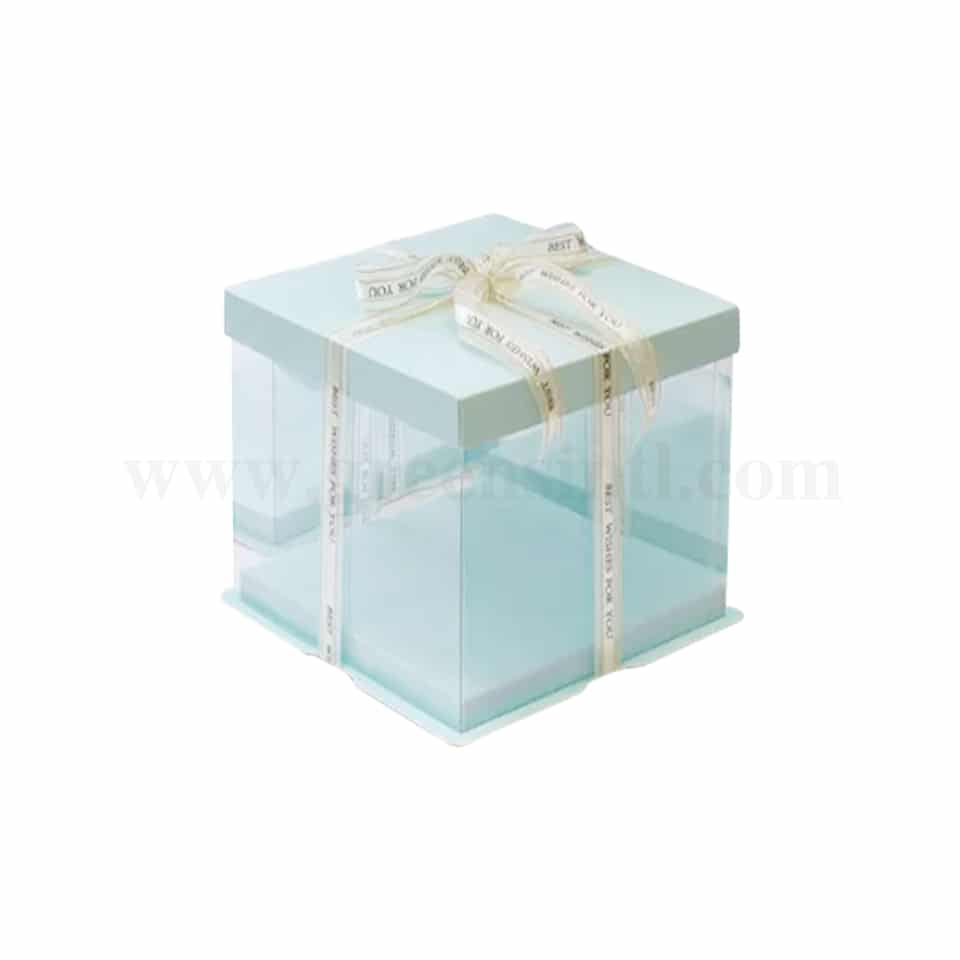GREENS Foldable Cake Box Square Blue L 26 cm x W 26 cm x H 24 cm