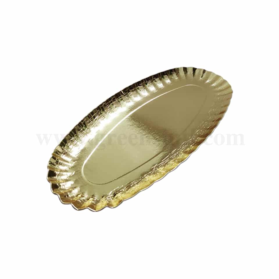 GREENS Paper Plates Round Oval L 330 mm x W 170 mm,T 1.5 mm-18 Pcs