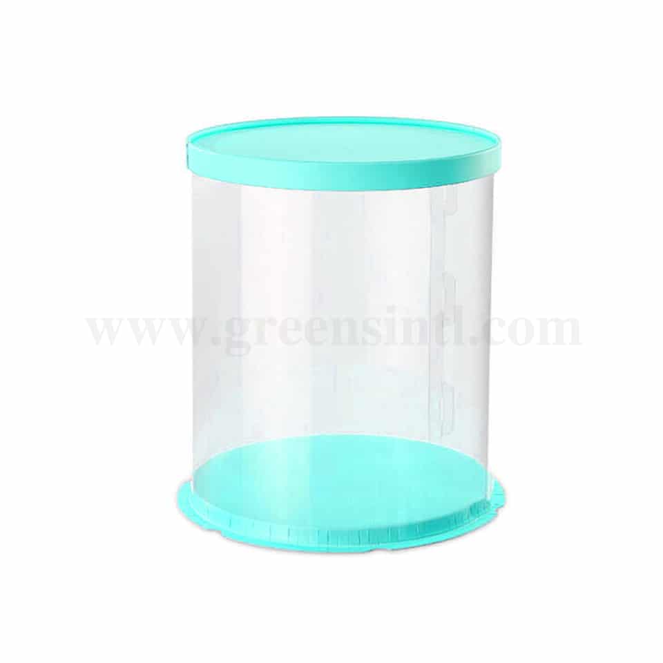 GREENS CHOICE Plastic Foldable Cake Box Round Blue D 34 x H 40 cm