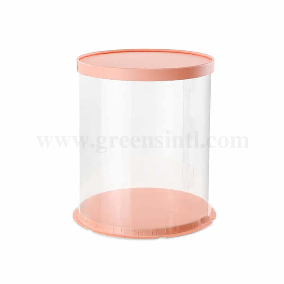 GREENS CHOICE Plastic Foldable Cake Box Round Pink D 34 x H 40 cm