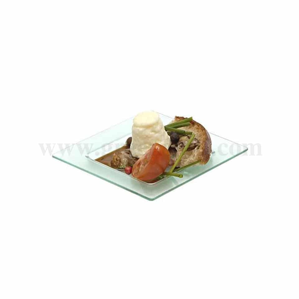 SOLIA Square Plate Transparent Green / Dessert Cup Plate 75 mm-25 Pcs