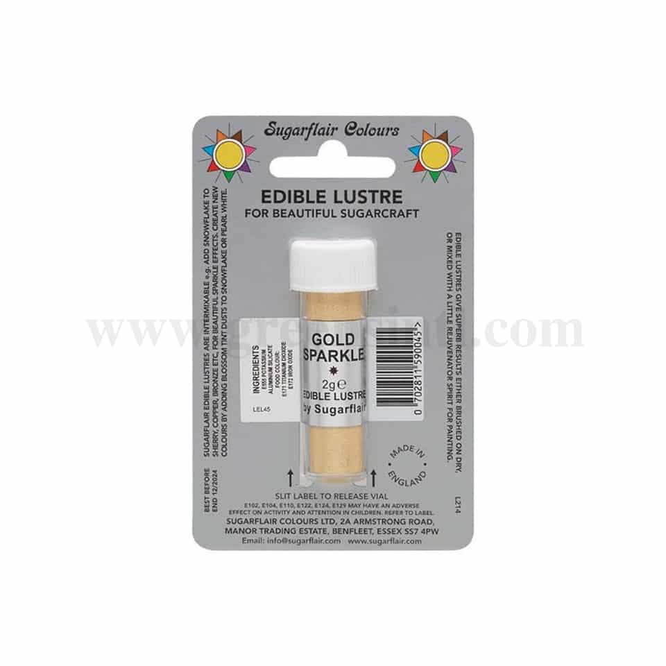 SUGARFLAIR Edible Lustre Glitter Gold Sparkle 2g