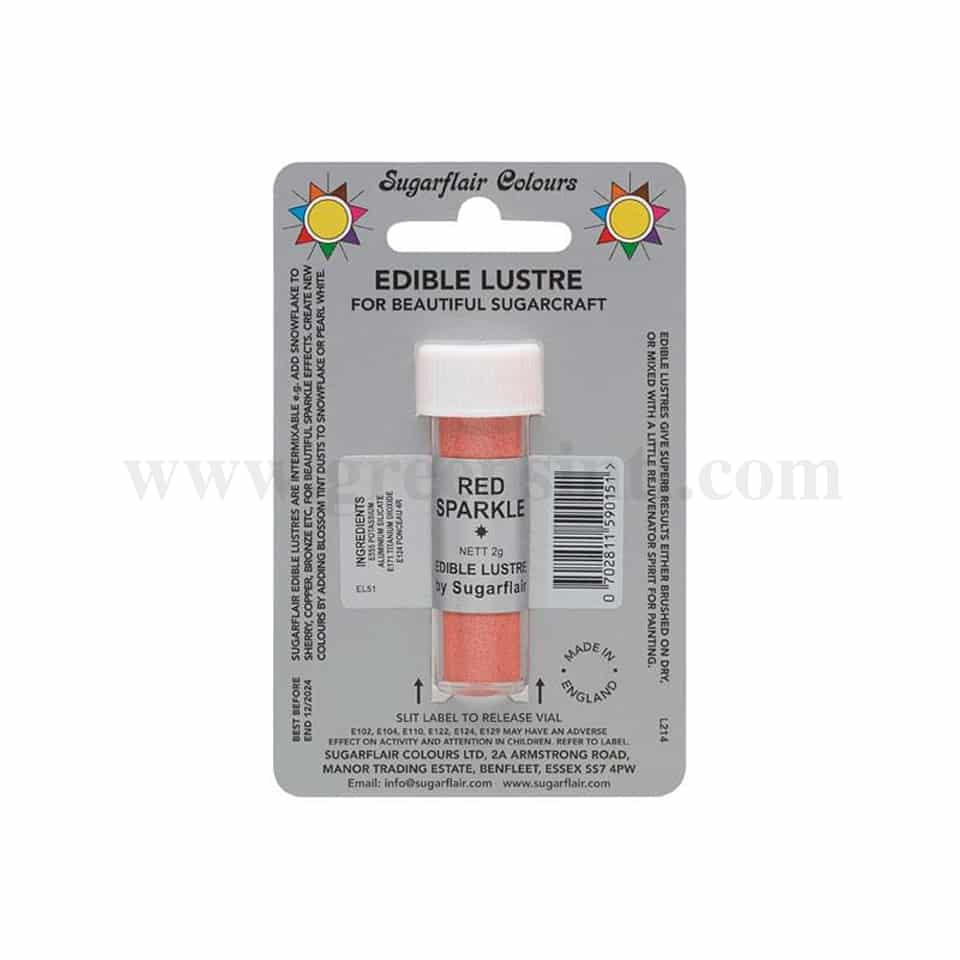 SUGARFLAIR Edible Lustre Glitter Red Sparkle 2g