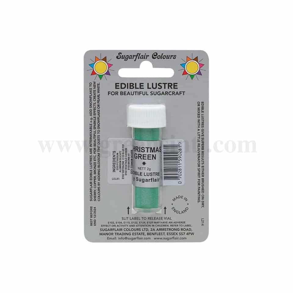 SUGARFLAIR Edible Lustre Glitter Christmas Green 2g