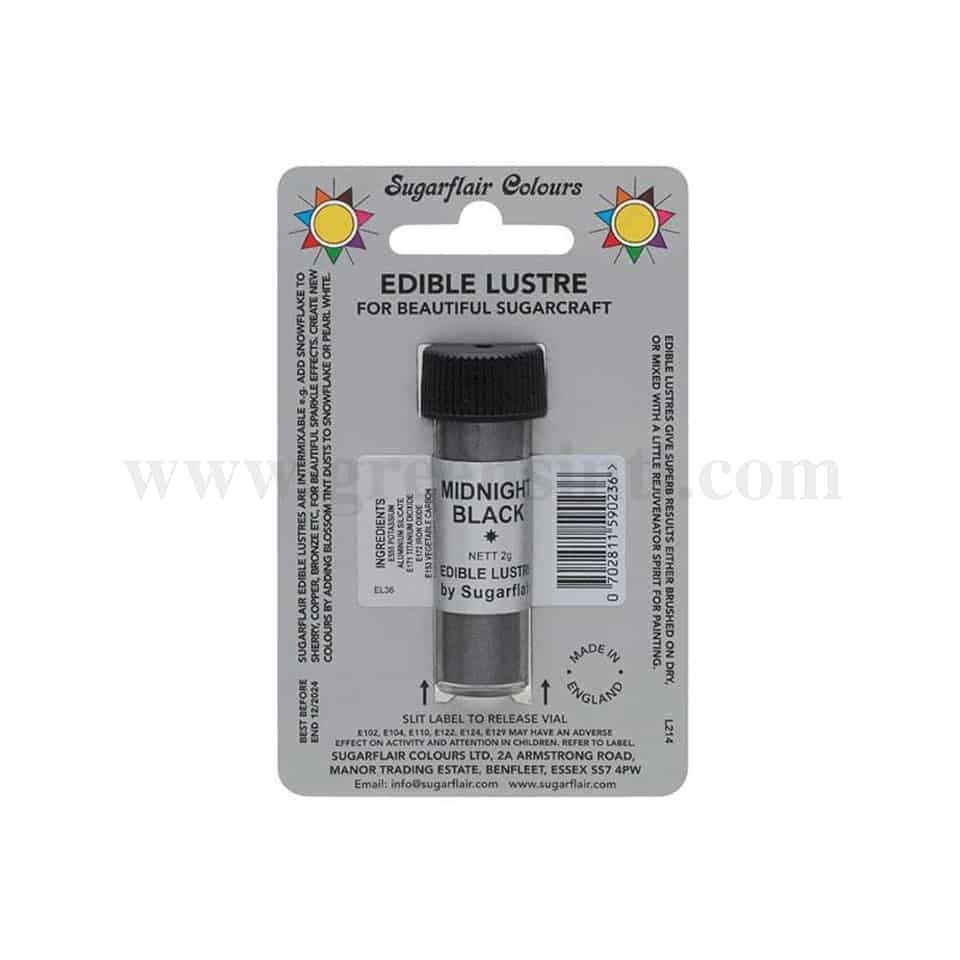 SUGARFLAIR Edible Lustre Glitter Midnight Black 2g