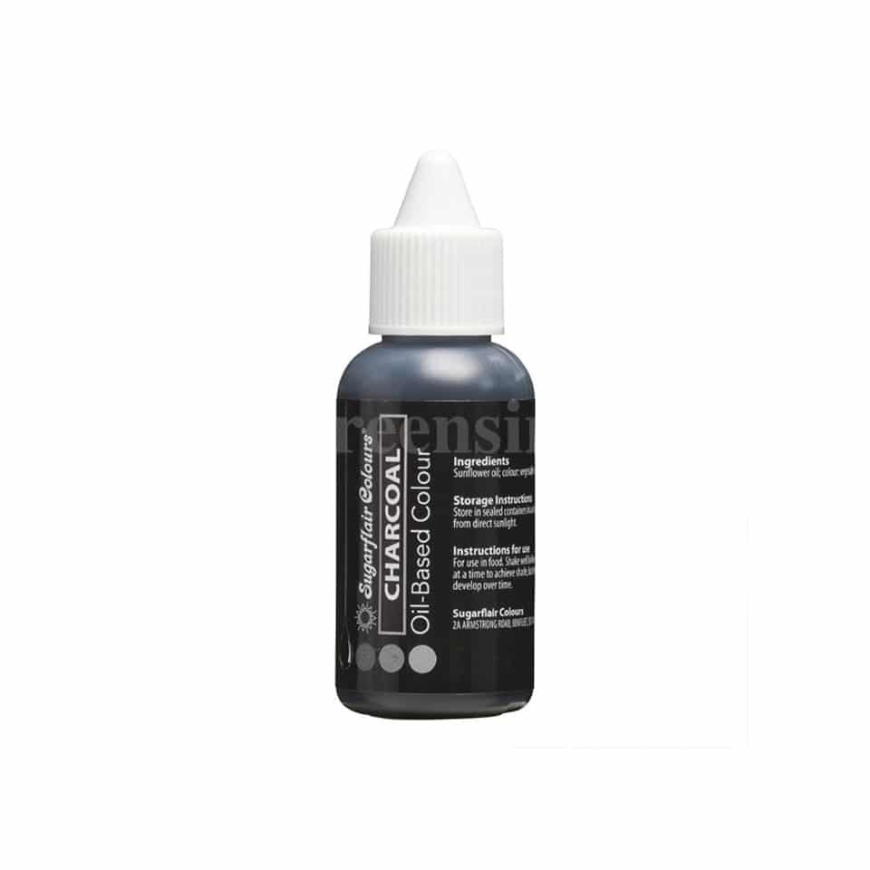 SUGARFLAIR Oil Based Liquid Colour Charcoal 30ml