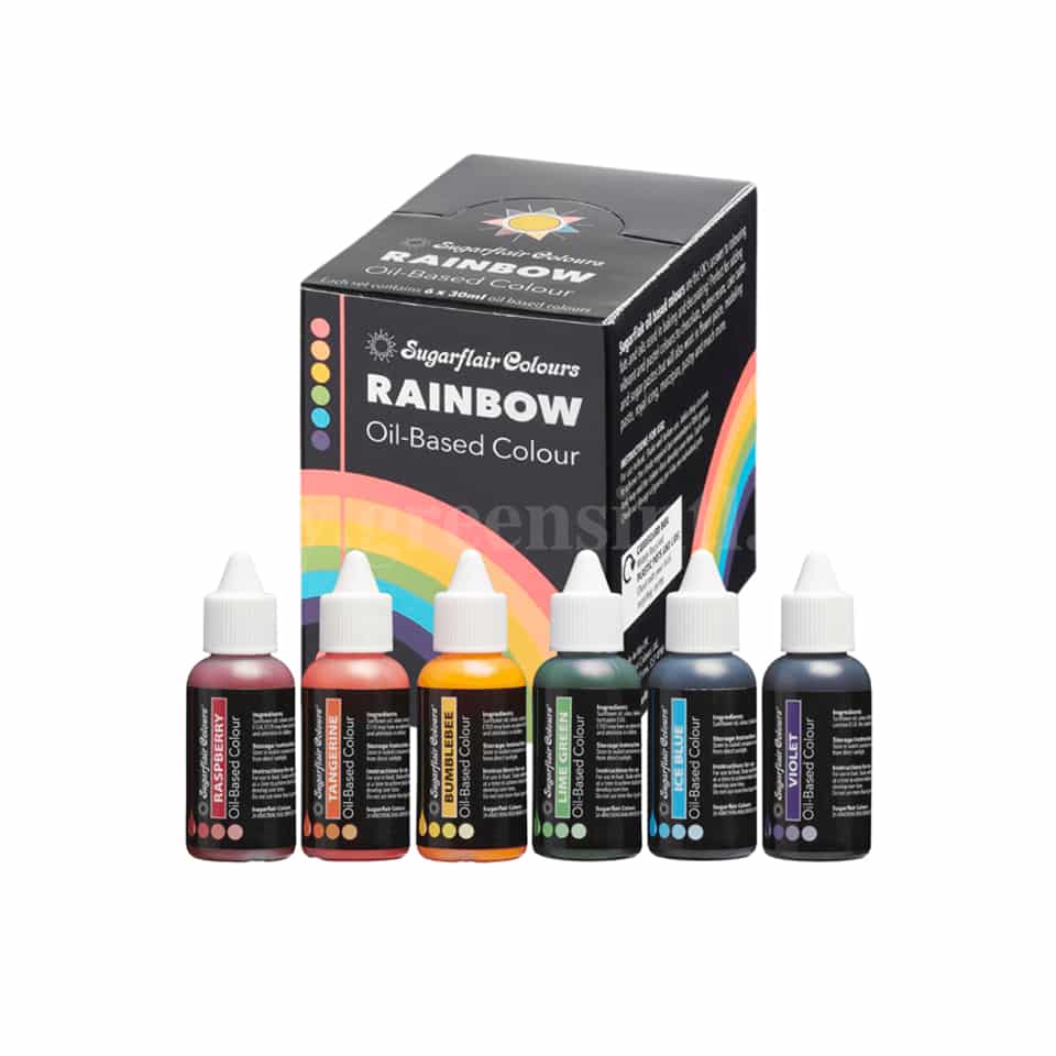 SUGARFLAIR Oil Based Colour Rainbow Set of 6x30ml