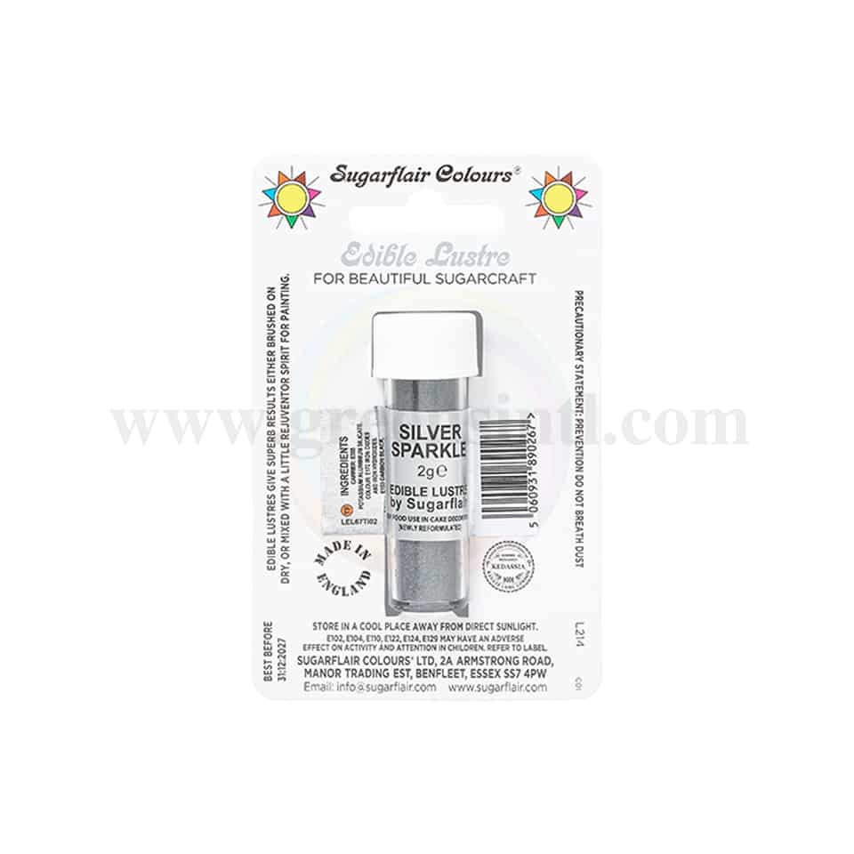 SUGARFLAIR Edible Lustre Glitter Silver Sparkle 2g