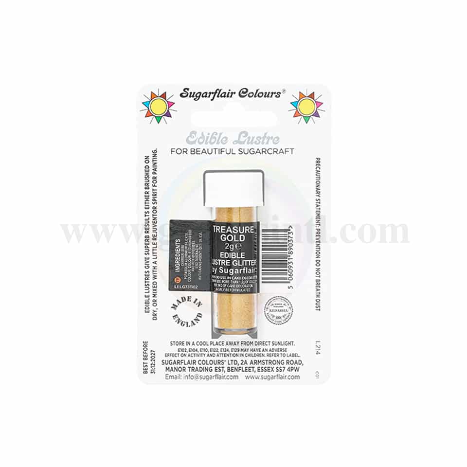 SUGARFLAIR Edible Lustre Glitter Treasure Gold 2g