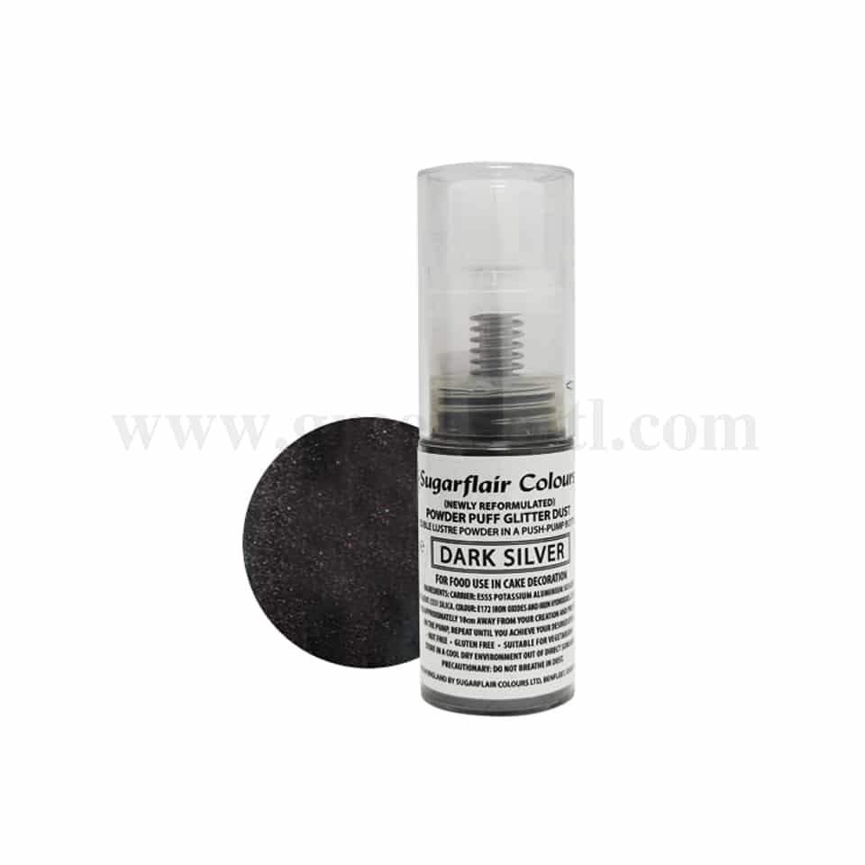 SUGARFLAIR Lustre Dust - Powder Pump Spray - Dark Silver -10g