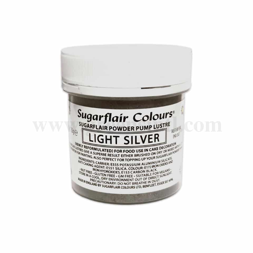 SUGARFLAIR Edible Glitter Dust Light Silver 25g