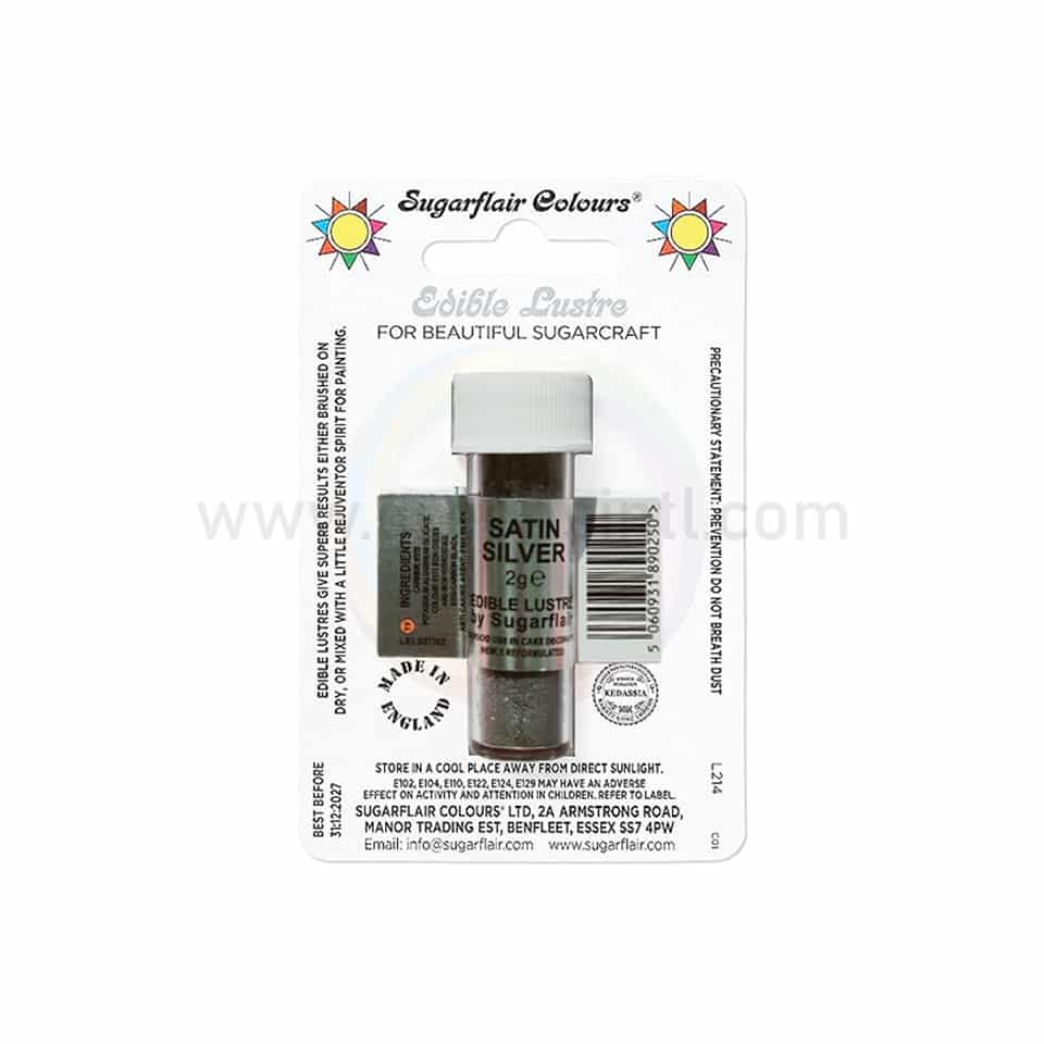 SUGARFLAIR Edible Lustre Glitter Satin Silver 2g