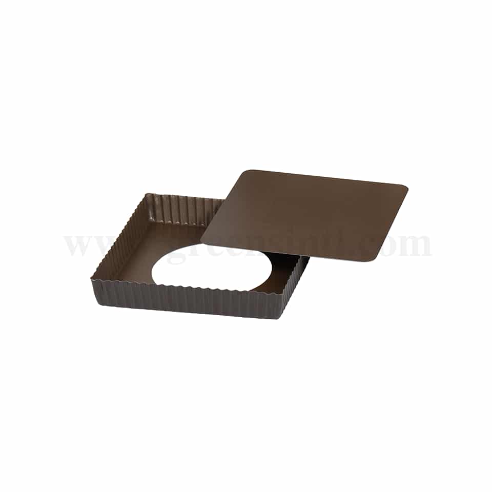 GOBEL Non-stick Square fluted tart Removable base 230 x 230 mm ext. dim / 220 x 220 mm int. dim - h25mm
