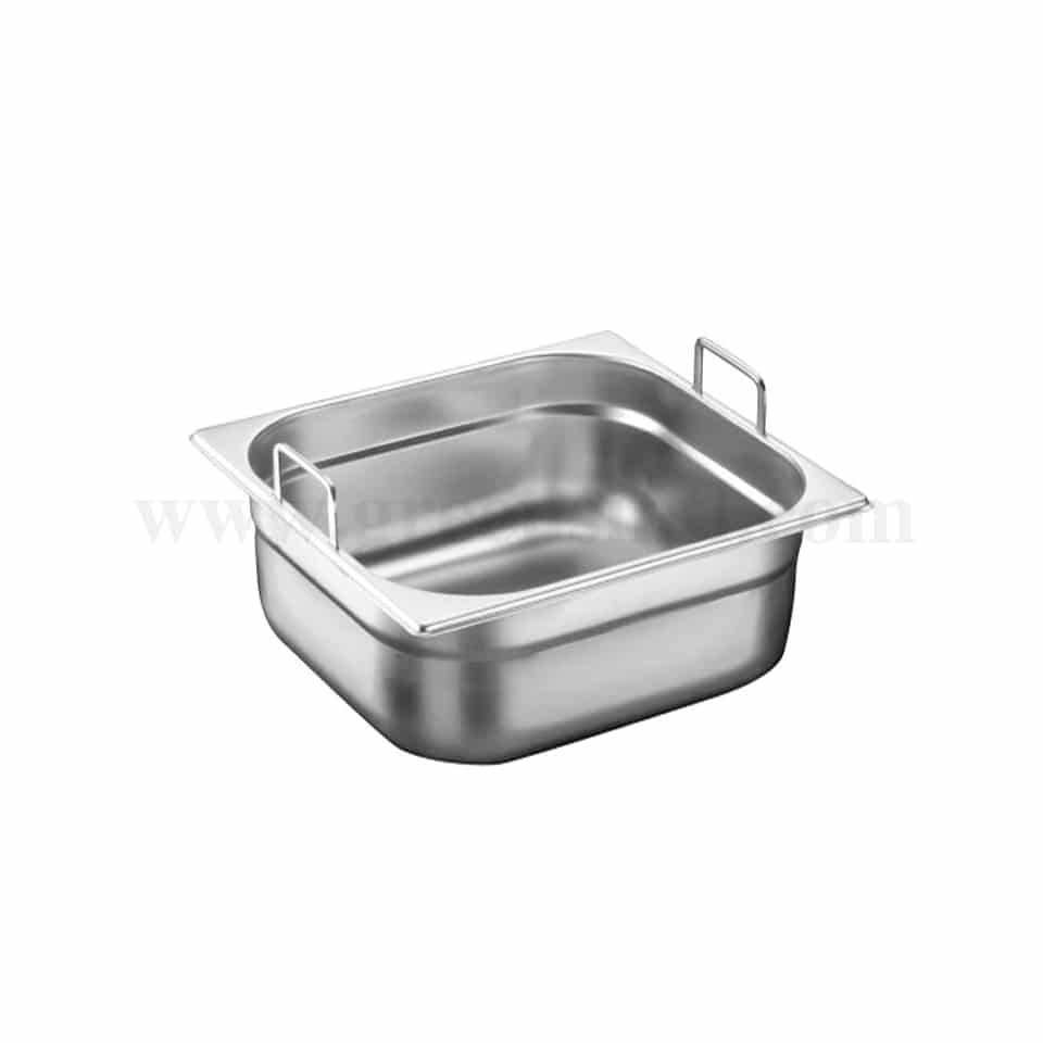THERMOHAUSER Stainless Steel GN2/3 Container with Foldable Handle 352 x 325 x h 200 mm-16.25 L