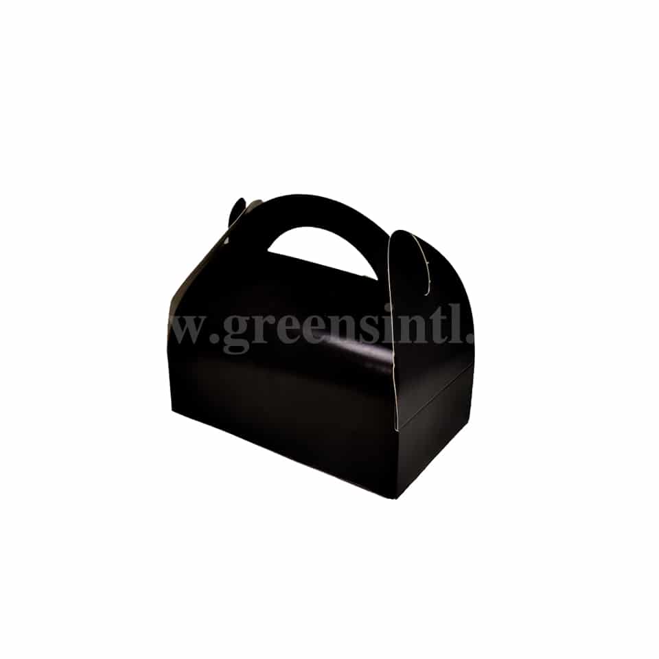 GREENS Cake Box With Handle Black 170 x 100 mm-50 Pcs