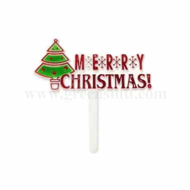 GREENS CHOICE Christmas Cake Topper- Merry Christmas With Tree 90 x 90 mm-50 Pcs