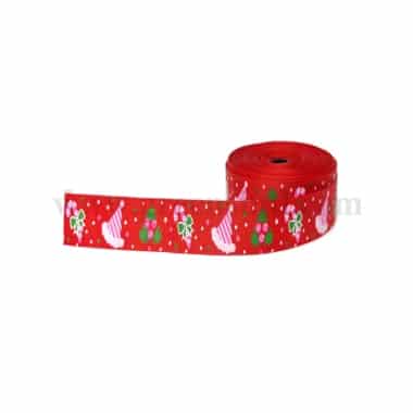 GREENS CHOICE Christmas Red Ribbon with Hat,Bow and Tree 30 m x 25 mm