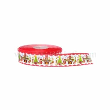 GREENS CHOICE Red and White Ribbon-With Gift,Trees and Snowflakes 30mx25 mm