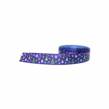 GREENS CHOICE Blue Ribbon with Gifts,Trees and Snowflakes 30mx25 mm