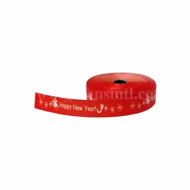 GREENS CHOICE Red Ribbon With Happy New Year 15 mmx30 m