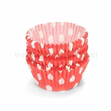 GREENS CHOICE Red Polka Dots Cup Cake Mini Baking Cases 100 Pcs