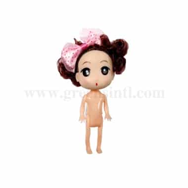 GREENS CHOICE Cute Doll Topper Full Body Brown Hair with Pink Band 120 mm