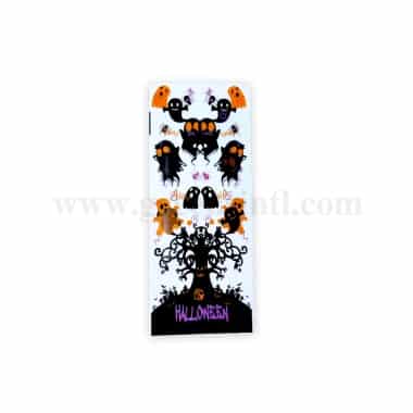 GREENS CHOICE Cookie Bag Transparent Halloween with Ghost Tree and Spiders 125x270mm-100 Pcs