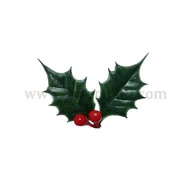GREENS CHOICE Christmas Cake Topper Holly Leaves with Beads-40x55 mm-50 Pcs