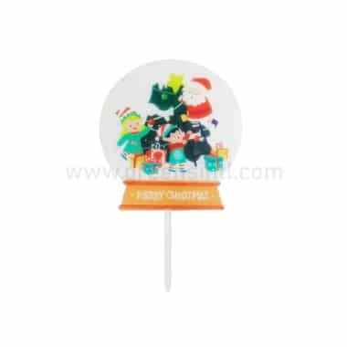 GREENS CHOICE Christmas Cake Topper Merry Christmas with Santa Goblins and Gifts 97.5x92.5mm