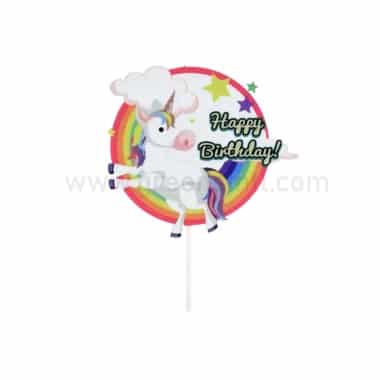 GREENS CHOICE Cake Topper Happy Birthday Unicorn with Rainbow 90x102.5mm