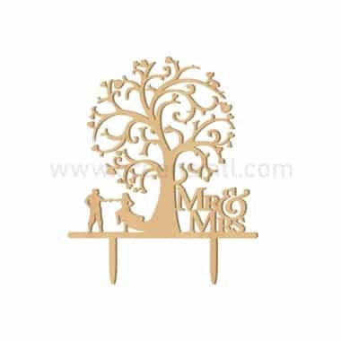 GREENS CHOICE Wooden Cake Topper Mr & Mrs with Tree 142.5x130mm