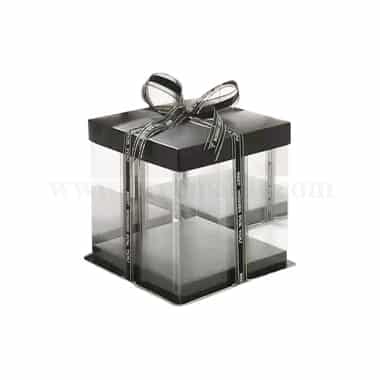 GREENS Foldable Cake Box Square Black L 26 cm x W 26 cm x H 24 cm