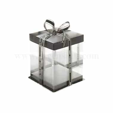 GREENS Foldable Cake Box Square Black L 31.6 cm x W 31.6 cm x H 34 cm