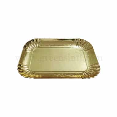GREENS Paper Plates Rectangle Gold L 185 mm x W 270 mm,T 1.5 mm-14 Pcs