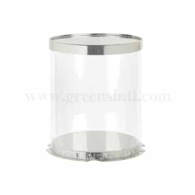 GREENS CHOICE Plastic Foldable Cake Box Round Silver D 30 x H 34 cm