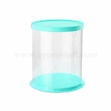 GREENS CHOICE Plastic Foldable Cake Box Round Blue D 30 x H 34 cm
