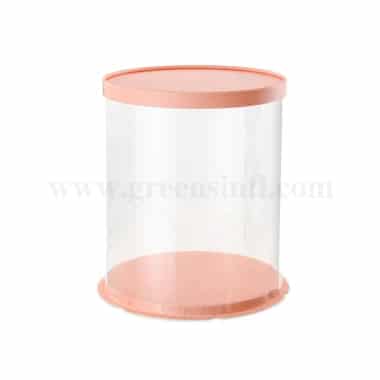 GREENS CHOICE Plastic Foldable Cake Box Round Pink D 34 x H 40 cm