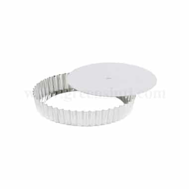 GOBEL Tin Medium Deep Round Fluted tart mould Removable bottom - D 200/185 x h35 mm