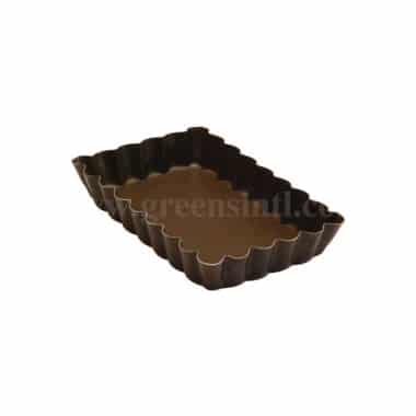 GOBEL Non-stick Rectangular Fluted Tartlet Mould 121x75 mm ext dim / 112x66 mm int dim - h 20mm
