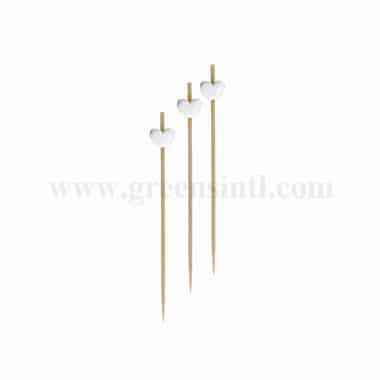 SOLIA Bamboo Skewer White Heart 120mm-200 Pcs