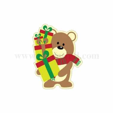 GREENS CHOICE Chocolate Transfer Sheet Bear with Gifts -Four Colours 40 x 50 mm-10 graphics-5 Sheets