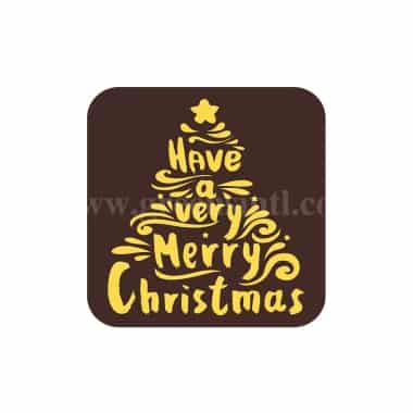 GREENS CHOICE Chocolate Transfer Sheet Merry Christmas Yellow 40 x40 mm-21 graphics-5 Sheets