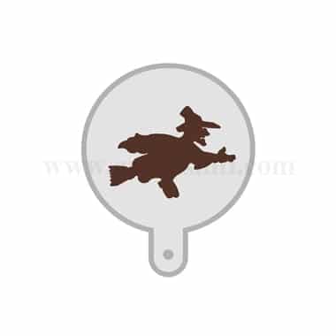 MARTELLATO Stencil For Cappuccino Witch On A Broom Stick D 95 mm