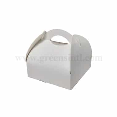 GREENS Cake Box With Handle White 170 x 155 mm-50 Pcs