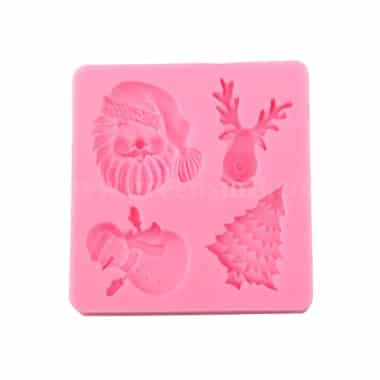 GREENS Silicone Mould Christmas Decorations-Santa Face,Snowman,Deer,Tree 75 x 75 mm