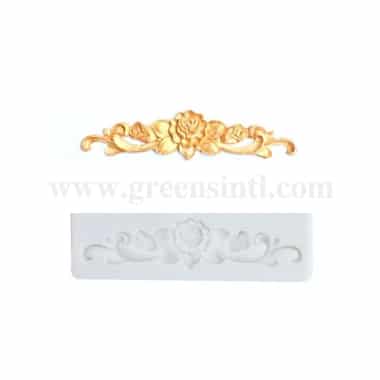 GREENS Silicone Mould Flower / Boroque Border Design 128 x 34mm