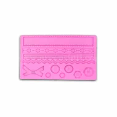 GREENS Silicone Mould Buttons & Border 200 x 130 mm